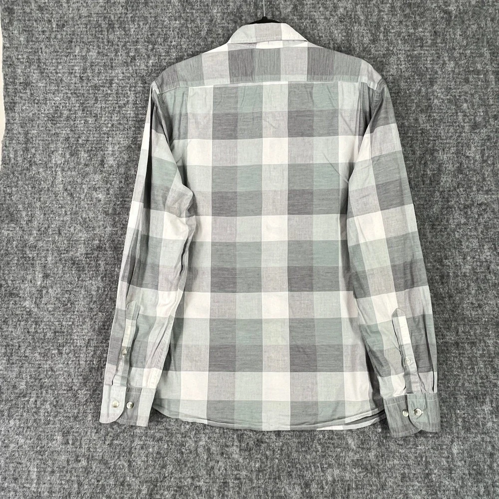 Banana Republic Untucked Fit Shirt Men L Plaid Organic‎ Cotton Casual Everyday